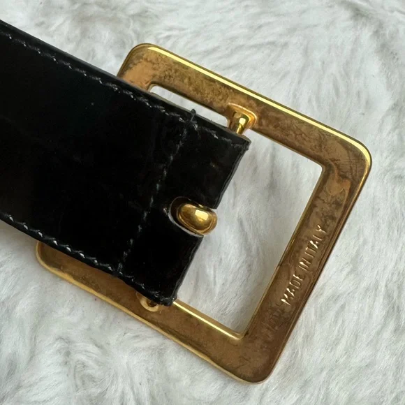 Dolce & Gabbana Black Leather crocodile women belt - Picture 8 of 11